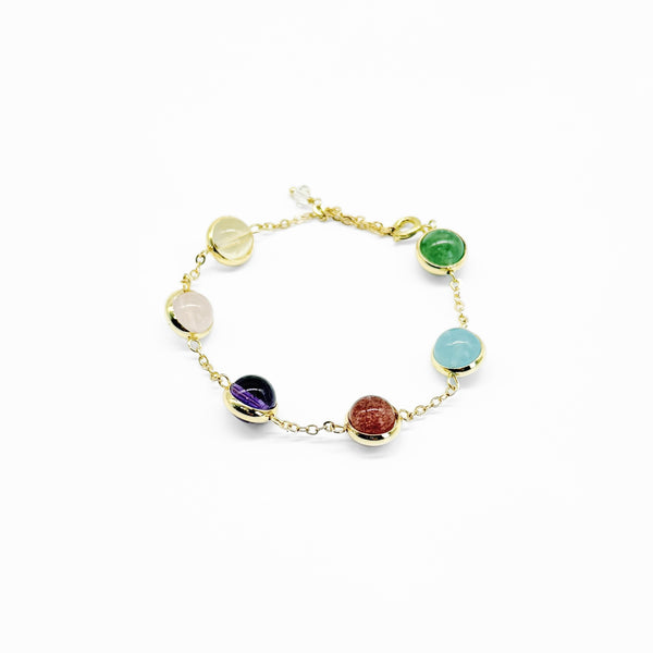 Six-Gemstone Natural Crystal Bracelet