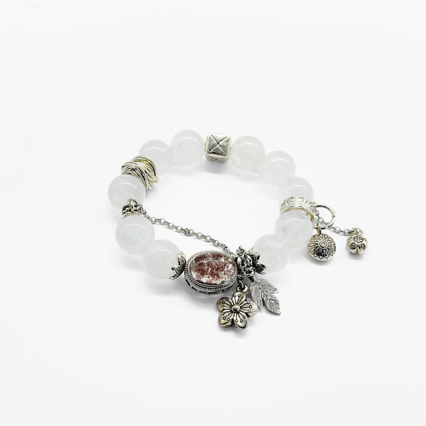 Moonlit Bloom Clear Quartz Crystal Bracelet