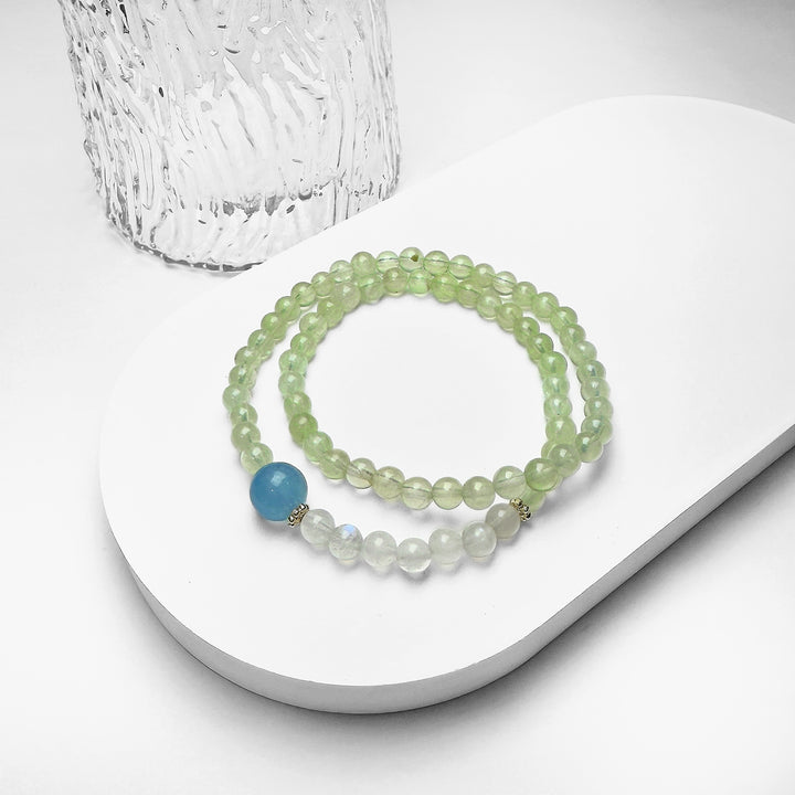 Prehnite Crystal Bracelet with Moonstone and Prehnite