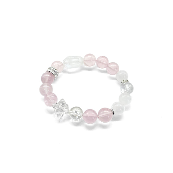 Clear Rose Quartz Star Charm Bracelet